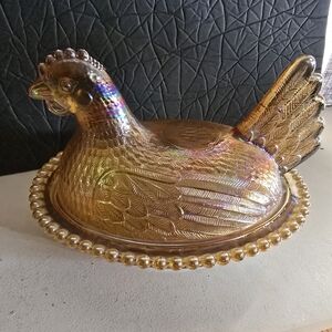 Indiana Glass Gold Hen Accent, Carnival Color Glass Candy Dish, Etc